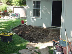 Before patio area was built